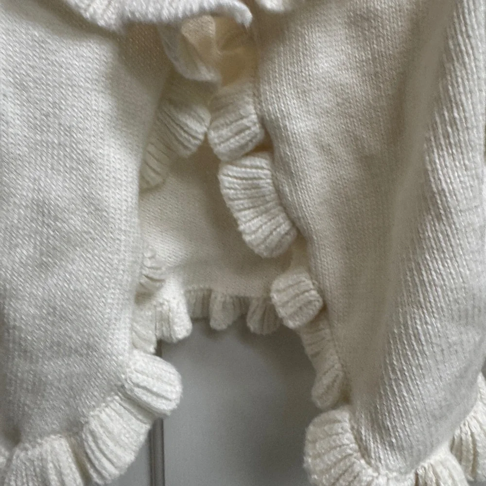 Gymboree 3T Girls Off White Ivory Cream Knit Ruffle Cardigan Sweater